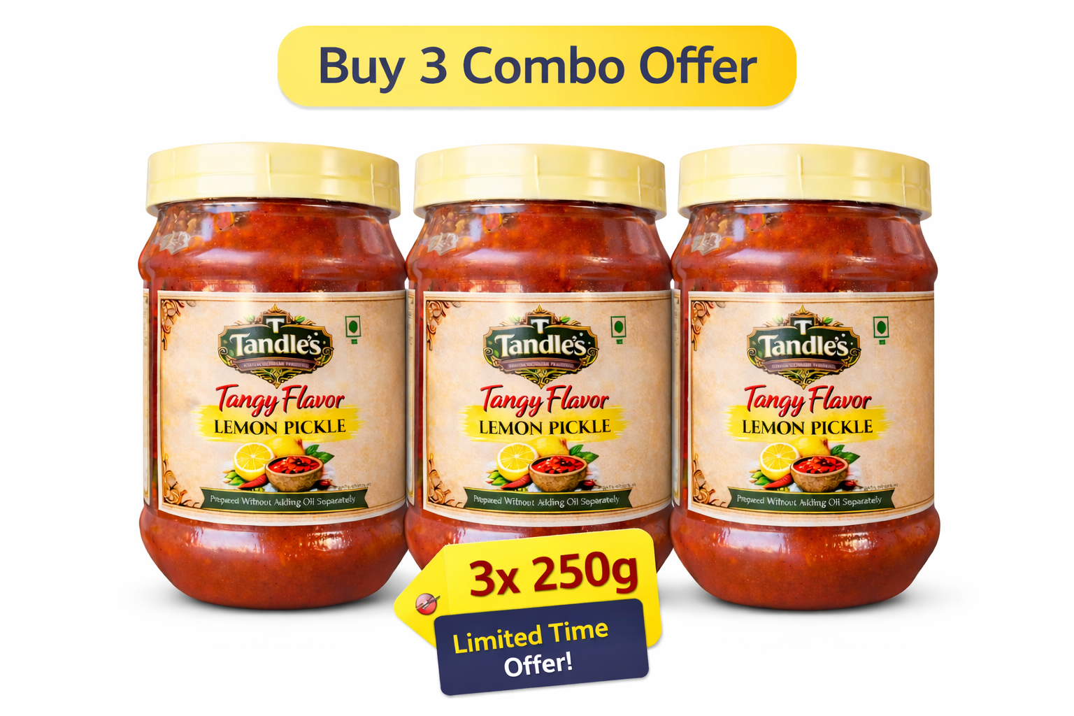 Tandle’s Lemon Pickle Super Saver Pack (3 × 250g)